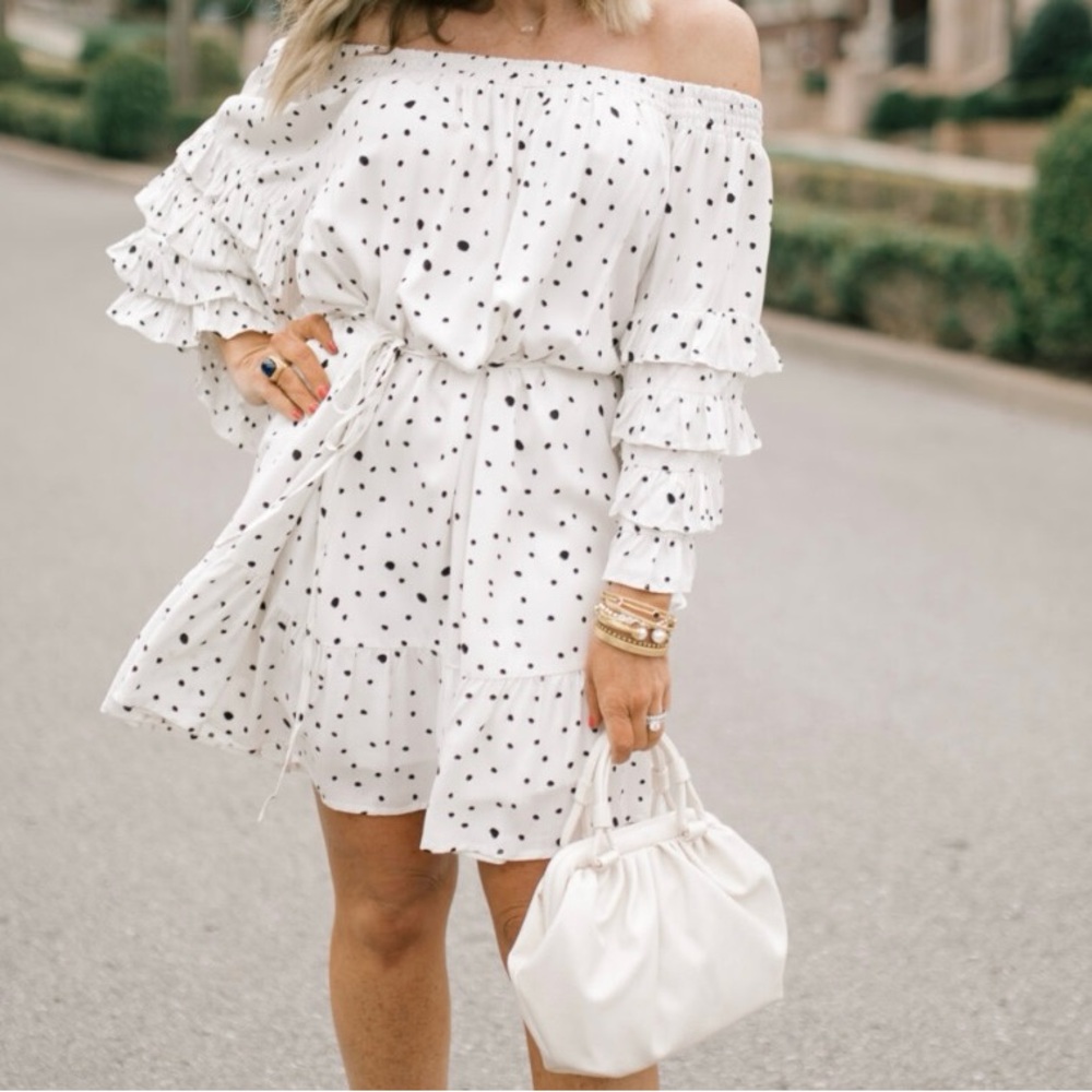 Off the Shoulder Polkadot Dress